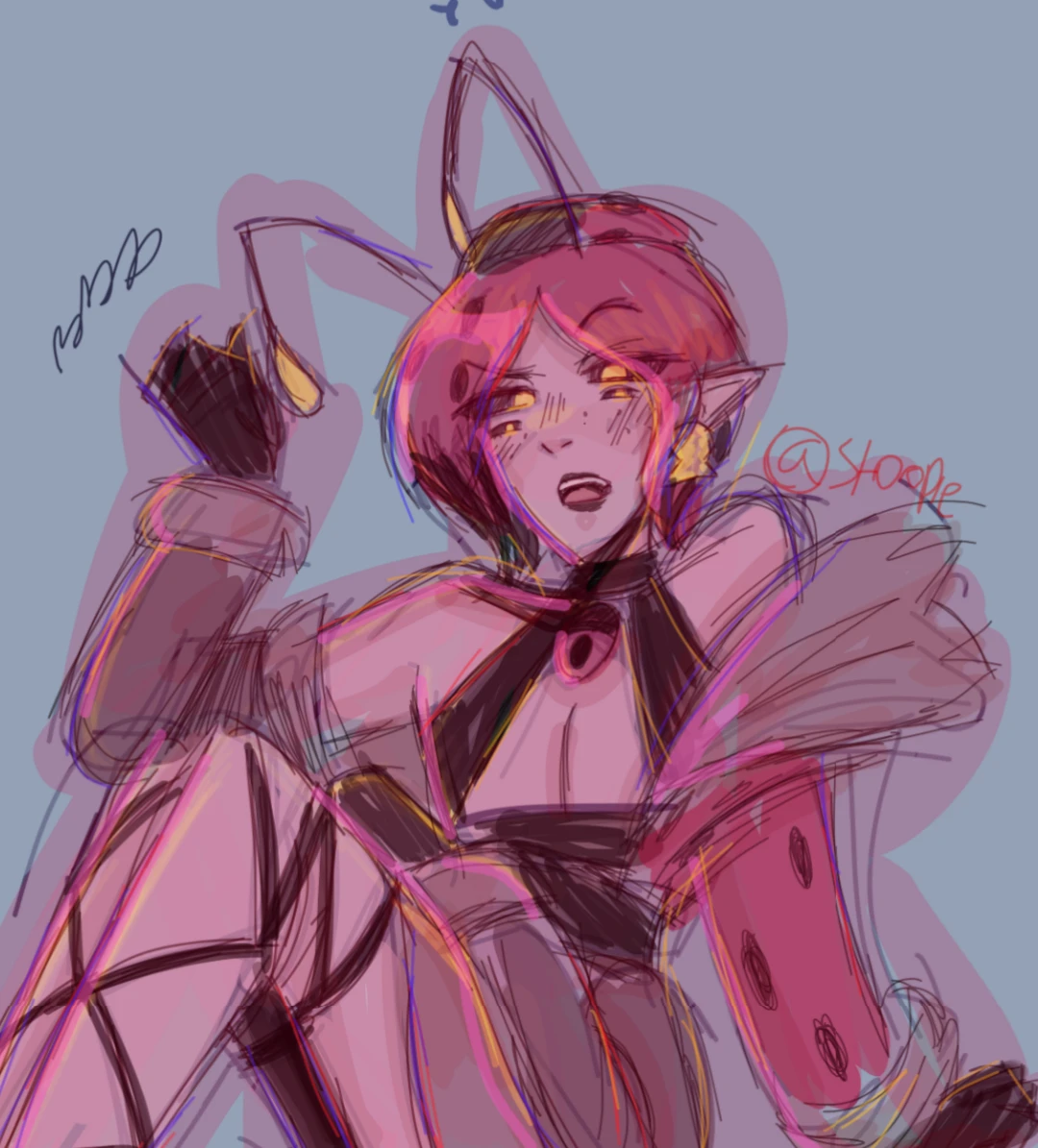 My oc with his coat halfway off
