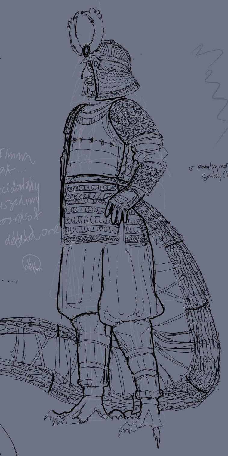 Tosei-gusoku inspired armor for a whale humanoid 