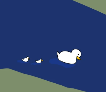 Mama duck whith here two babys