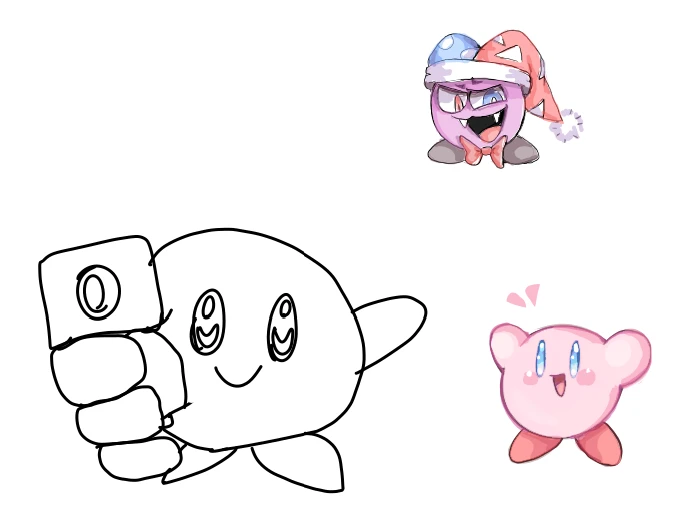 small kirby and a hungry boy